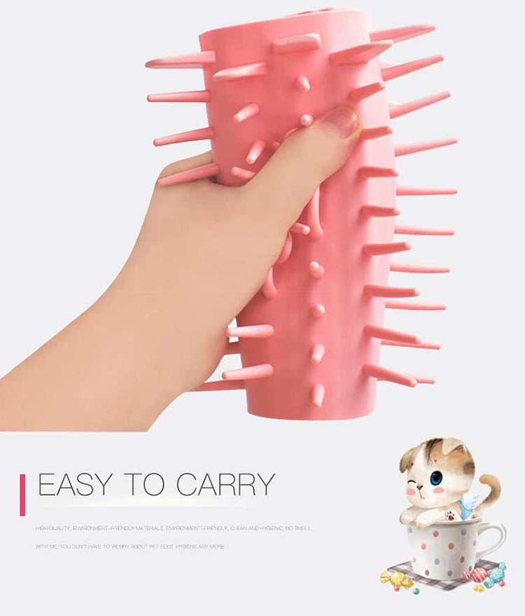 Portable Pet Paw Cleaner Cup with Soft Silicone Brush for Dogs & Cats