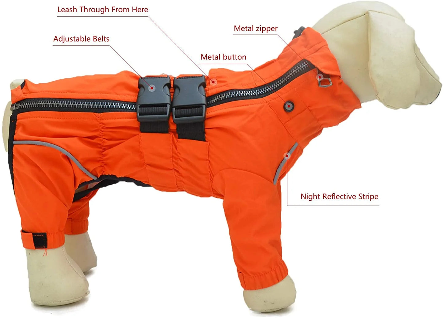 Waterproof Dog Raincoat - Lightweight Reflective Safety Vest for All Dog Sizes