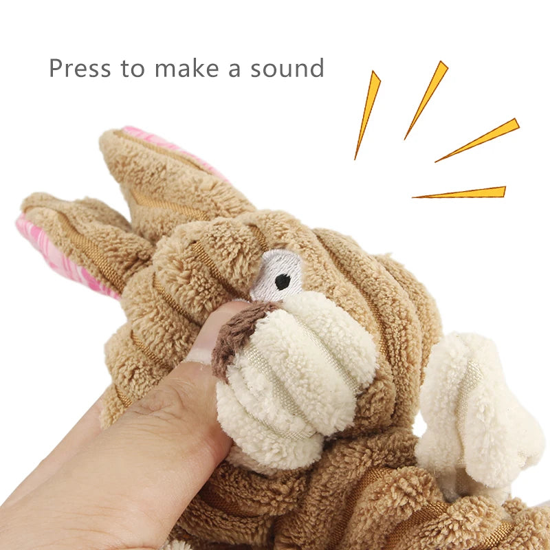 Corduroy Squeaky Dog Toy — Rabbit, Mouse & Cow Designs