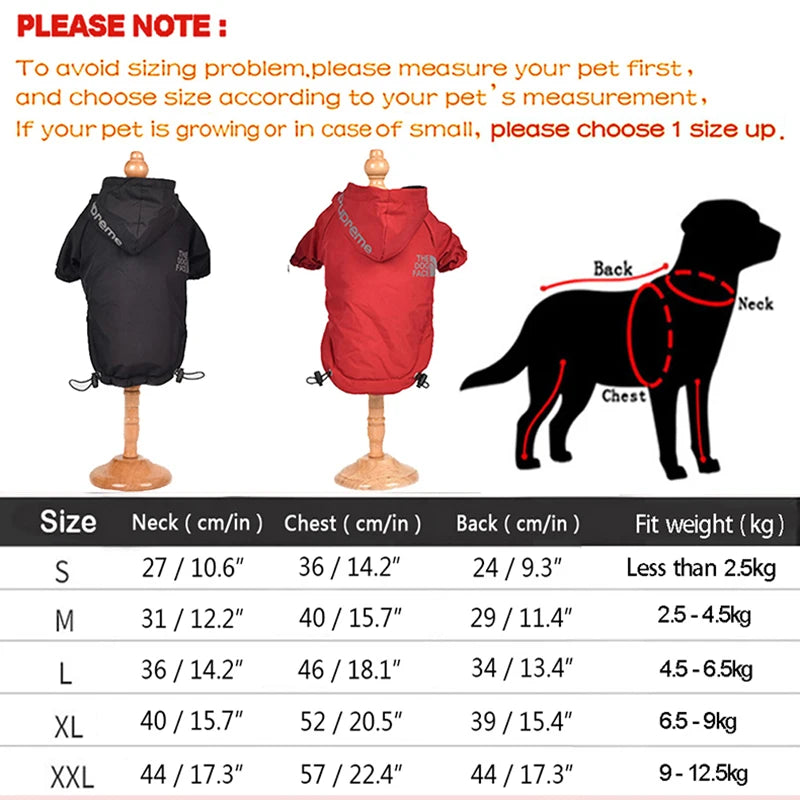 Manteau imperméable à capuche pour chien