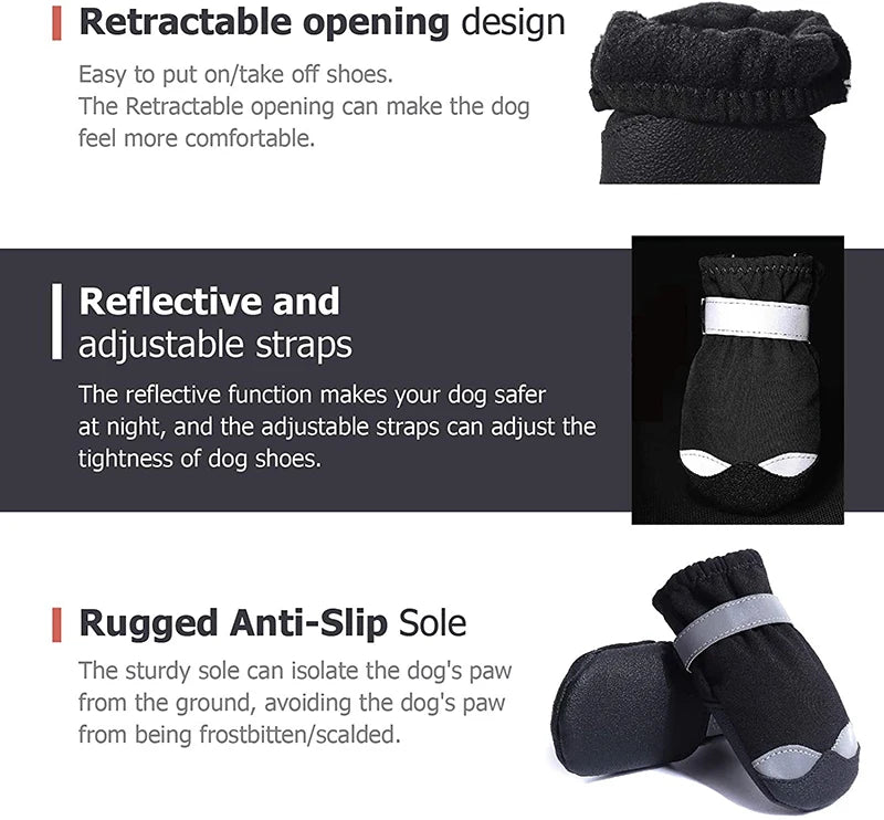 Waterproof Reflective Dog Boots with PVC Soles