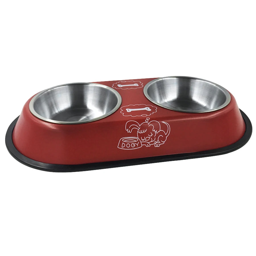 Stainless Steel Double Bowl Feeding Station for Dogs & Cats