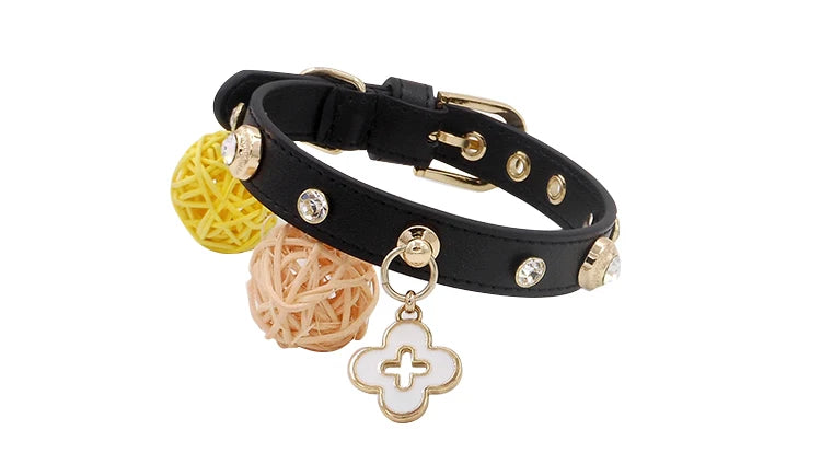 Rhinestone Genuine Leather Dog & Cat Collar