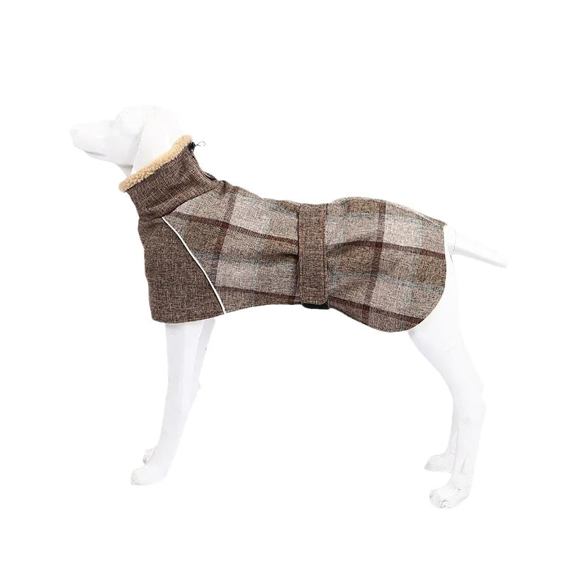 Plaid Fleece Winter Jacket for Medium & Large Dogs
