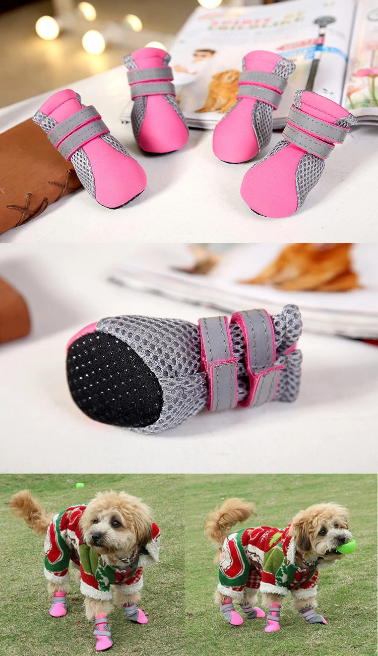 Breathable Reflective Dog Walking Boots – Set of 4