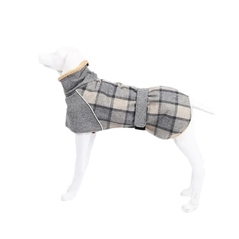 Plaid Fleece Winter Jacket for Medium & Large Dogs