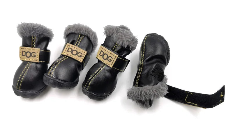 Waterproof Winter Dog Boots – Warm Anti-Slip Cotton Shoes for Small Dogs (Set of 4)