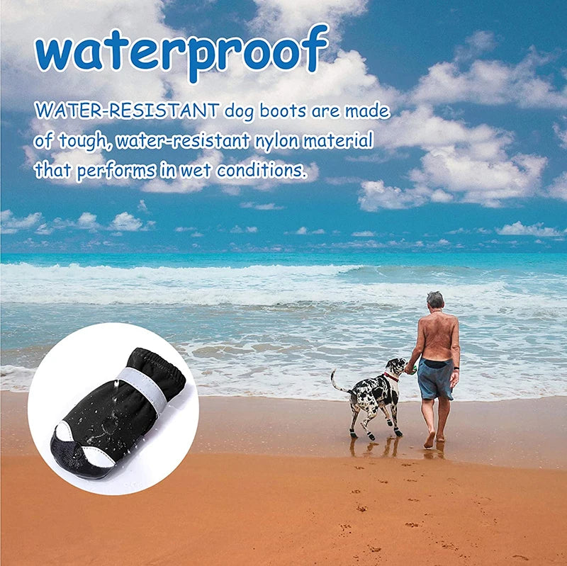 Waterproof Reflective Dog Boots with PVC Soles