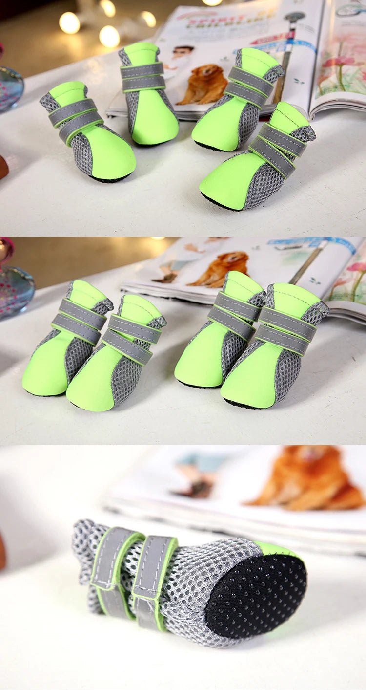 Breathable Reflective Dog Walking Boots – Set of 4