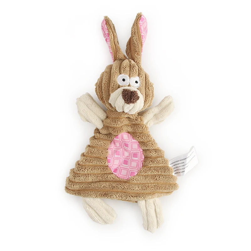 Corduroy Squeaky Dog Toy — Rabbit, Mouse & Cow Designs