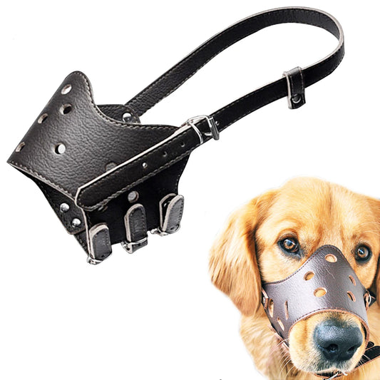 Adjustable Breathable Leather Dog Muzzle