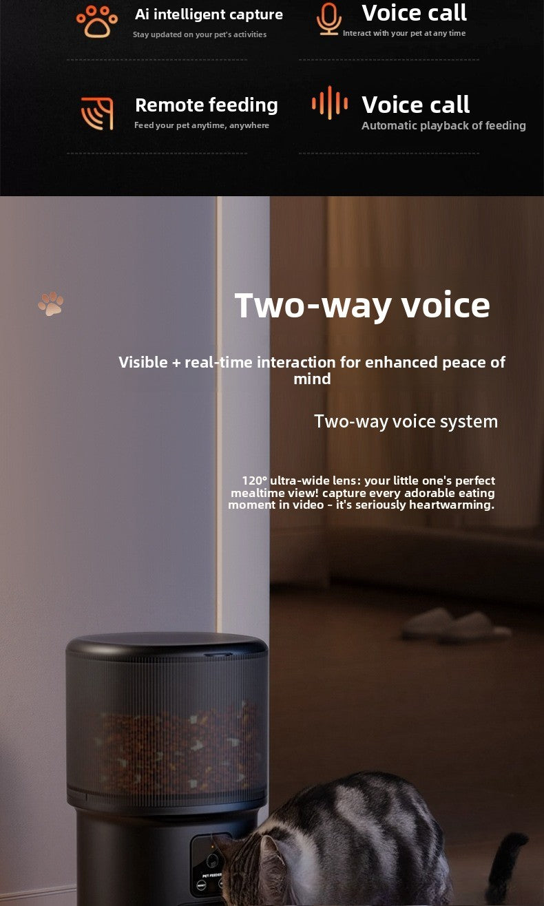 Smart Automatic Pet Feeder with HD Camera & Voice Control — Wi-Fi Remote Timed Food Dispenser