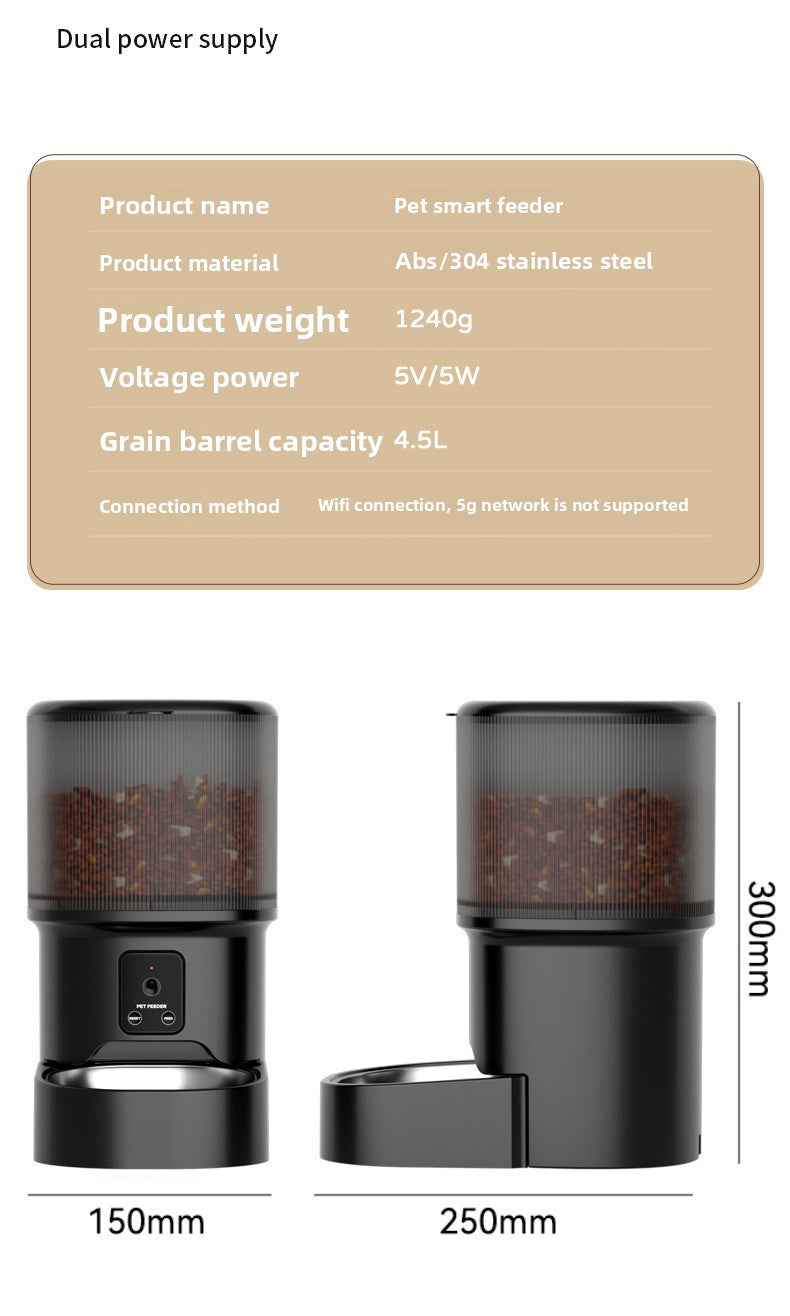 Smart Automatic Pet Feeder with HD Camera & Voice Control — Wi-Fi Remote Timed Food Dispenser