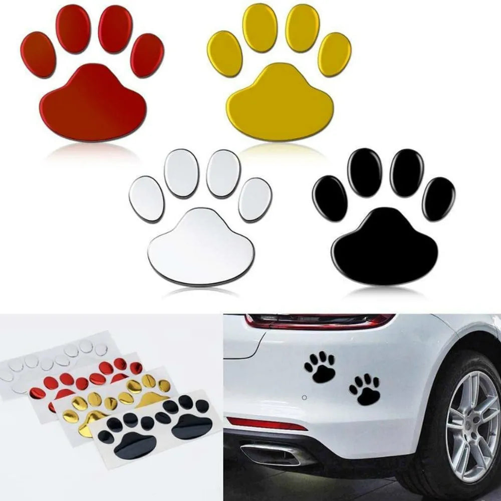 3D Paw Print Car Stickers - Animal Footprint Decals (2-Pack)