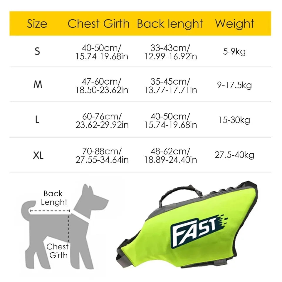 Dog Swimming Life Jacket & Safety Vest with Reflective Trim