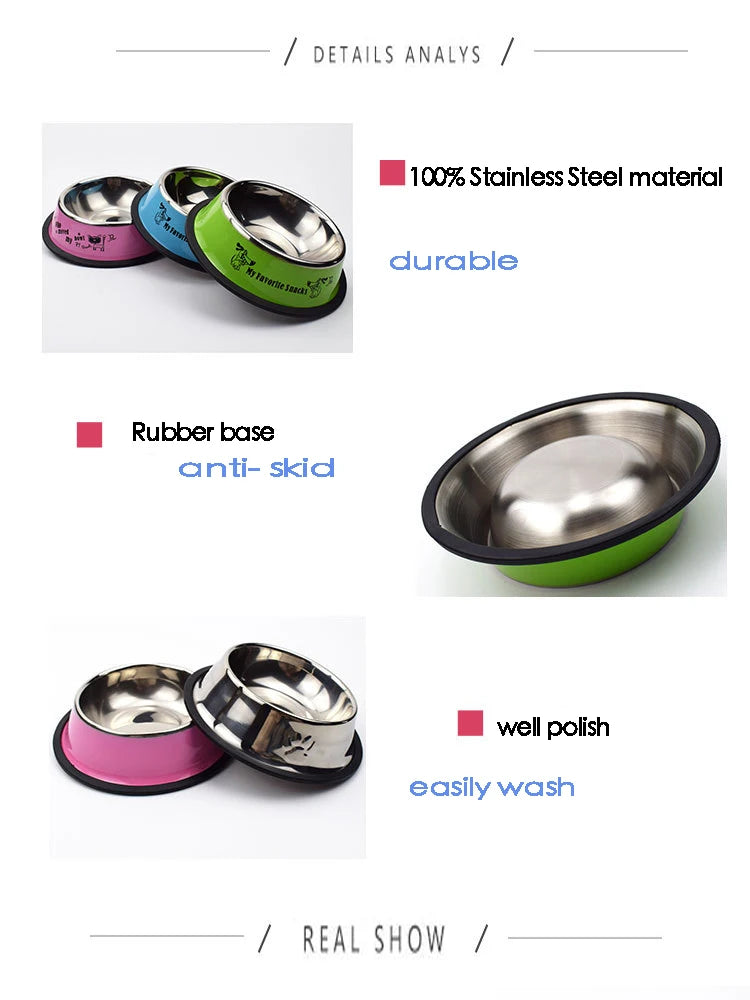 Stainless Steel Pet Food & Water Bowl for Dogs & Cats