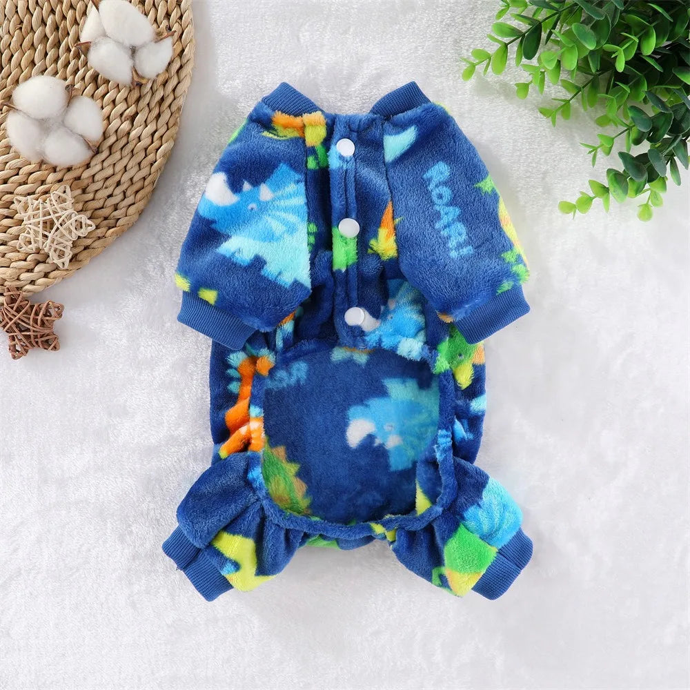 Fleece Dog & Cat Jumpsuit with Leash Ring | Soft Warm Autumn Winter Coat for Puppies to Large Dogs