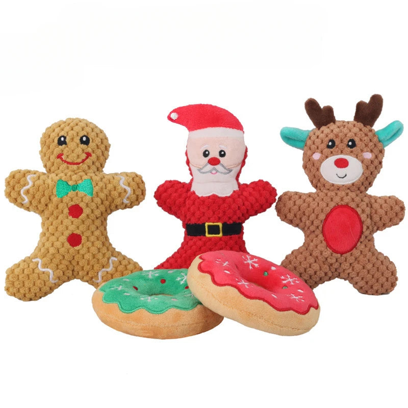 Jouet couineur en peluche de Noël pour chien