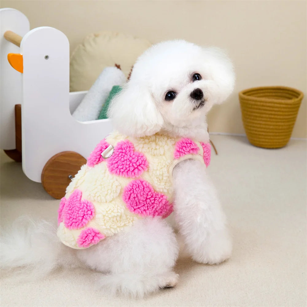 Fleece Dot Print Jacket Vest for Small Dogs & Cats