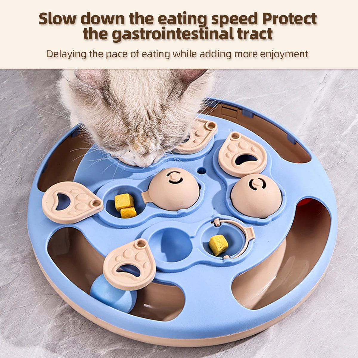 Cat Turntable Puzzle Toy – Rolling Ball Treat Dispenser for Indoor Cats