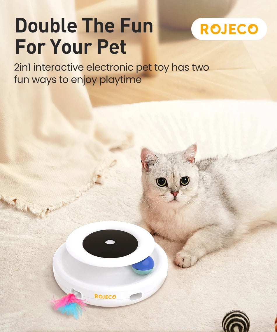 2-in-1 Rechargeable Rolling Ball & Feather Duster Cat Toy