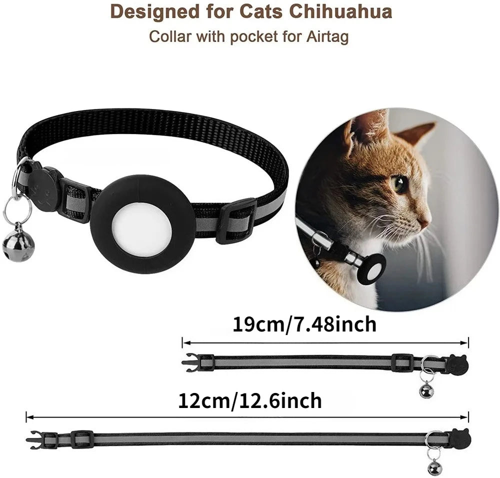 Reflective Breakaway Cat Collar with AirTag Holder & Bell
