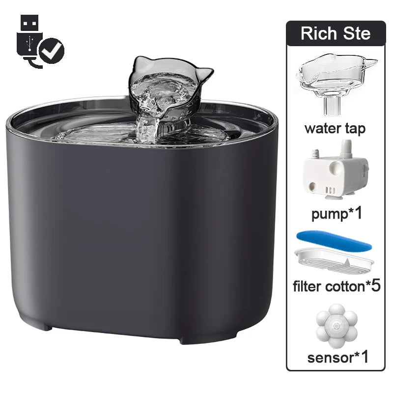 Filtered Pet Water Fountain for Cats & Dogs