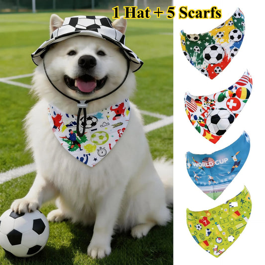Football Fan Hat & Scarf Costume Set for Dogs & Cats