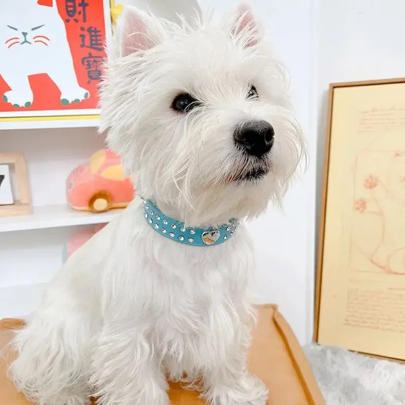 Rhinestone Heart Pet Collar