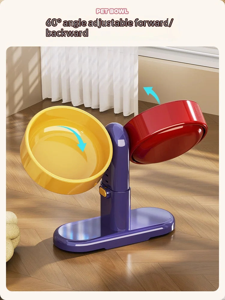 Height-Adjustable Anti-Tip Pet Bowl – For Cats & Dogs