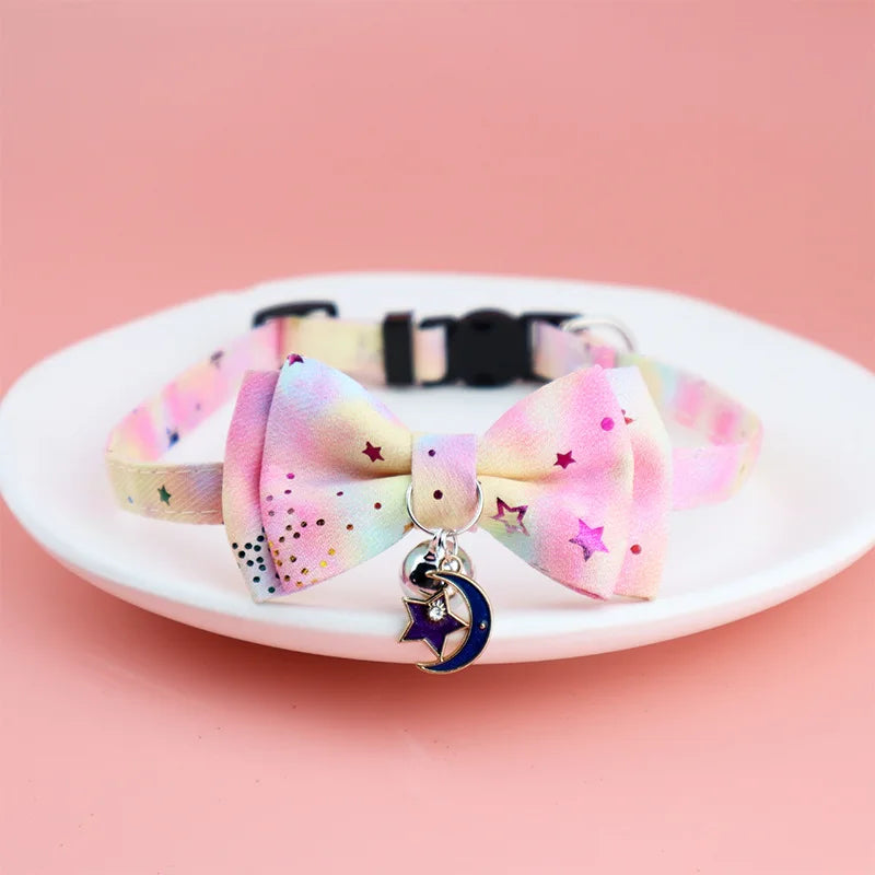 Colourful Butterfly & Star Pet Collar with Bell