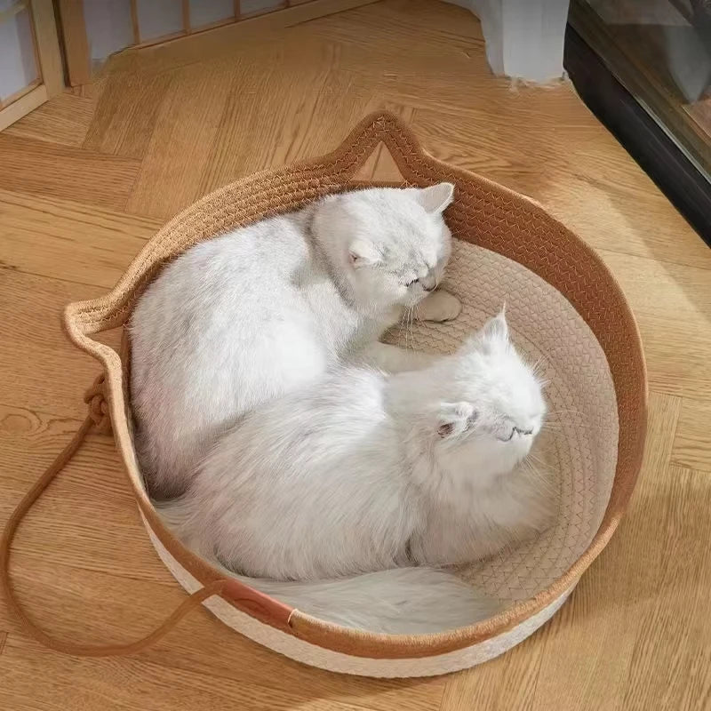 Hand-Woven Rattan Cat Bed – Summer Cooling