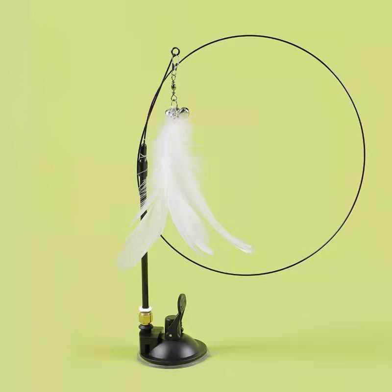 Hands-Free Suction Cup Cat Toy - Interactive Feather Wand Set