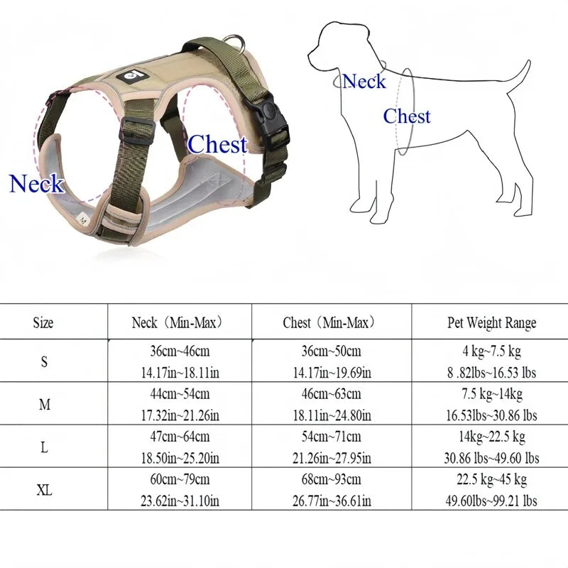 Harnais pour chien avec sangle de poitrine et conception de gilet tactique