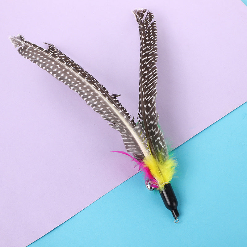 Interactive Cat Wand Replacement Head with Feathers and Bell