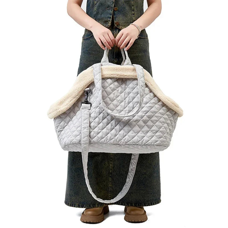Plush Pet Carrier Handbag for Cats & Small Dogs