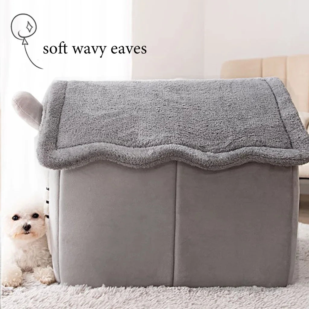 Foldable Plush Pet House for Cats & Small Dogs
