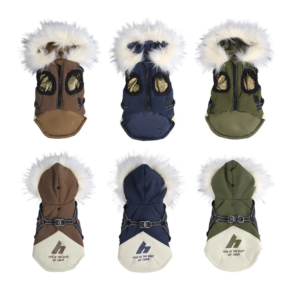 Fleece Hooded Dog Jacket – Warm Plush Winter Coat for Dogs & Cats