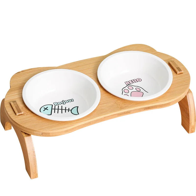 Gamelles surélevées pour chats - Gamelles surélevées en bambou pour chats et petits chiens
