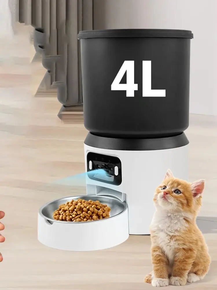 4L Smart Automatic Pet Feeder with HD Camera & Two-Way Audio
