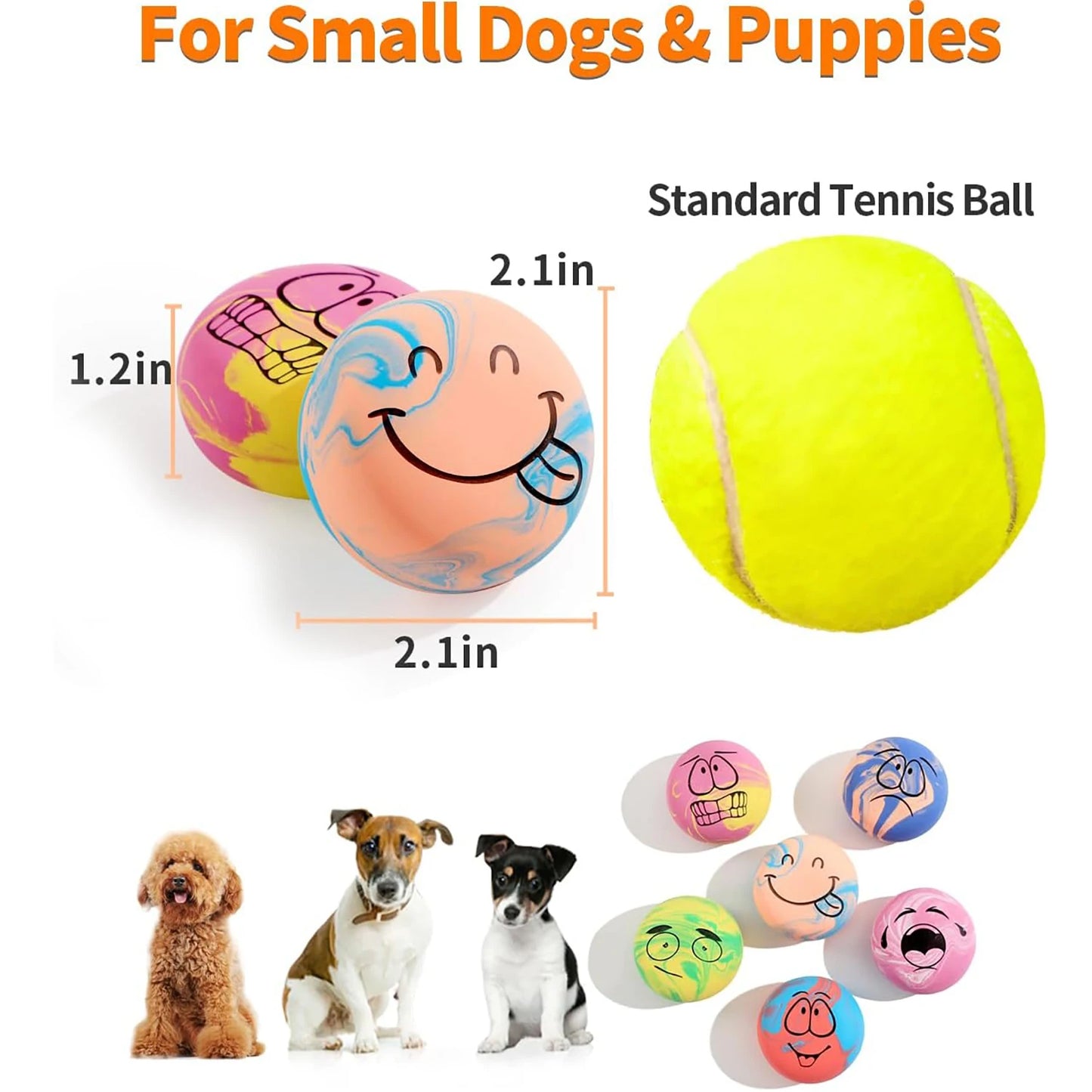 Squeaky Latex Dog Toy Balls – Pack of 6 for Small Dogs