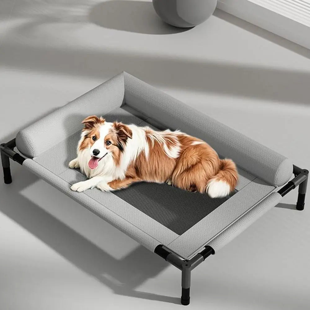 Elevated Mesh Dog Bed with Pillow — Breathable Raised Outdoor & Indoor Pet Bed