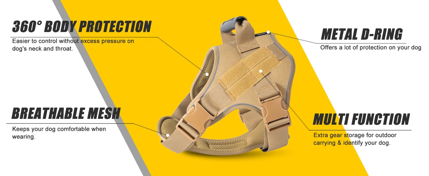 Tactical Dog Training Vest Harness – No-Escape Design