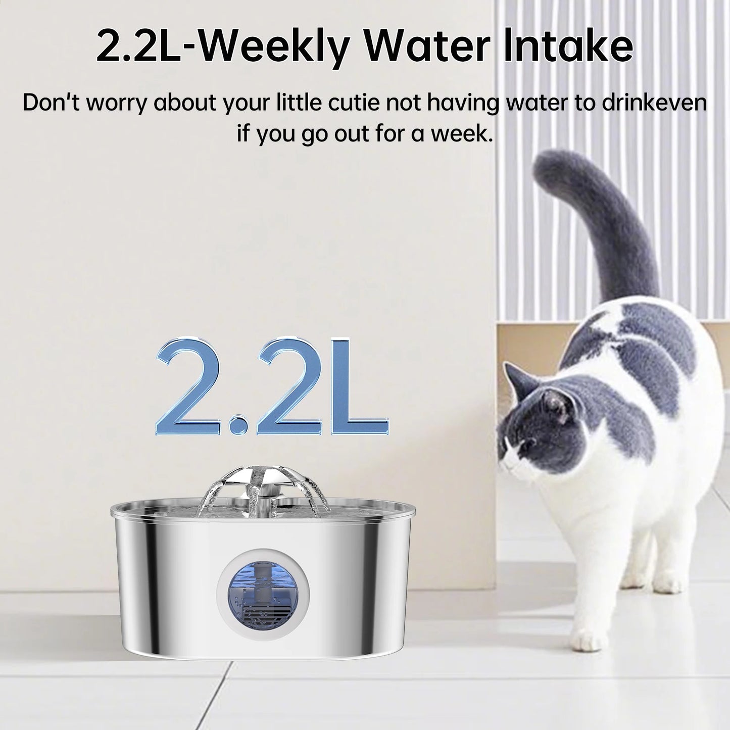 Automatic Cat Water Fountain Stainless Steel Pet Fountain Dog Water Dispenser With USB Electric Ultra-Quiet Pump Cat Supplies