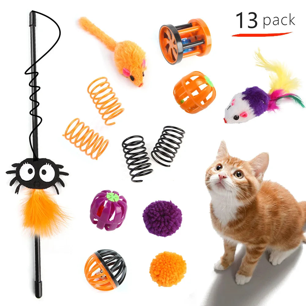 Interactive Cat Toy Variety Set with Wand, Mouse and Bell