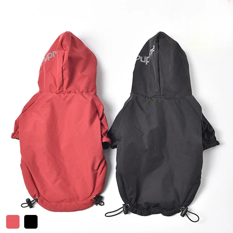 Imperméable pour chien à capuche avec liseré réfléchissant