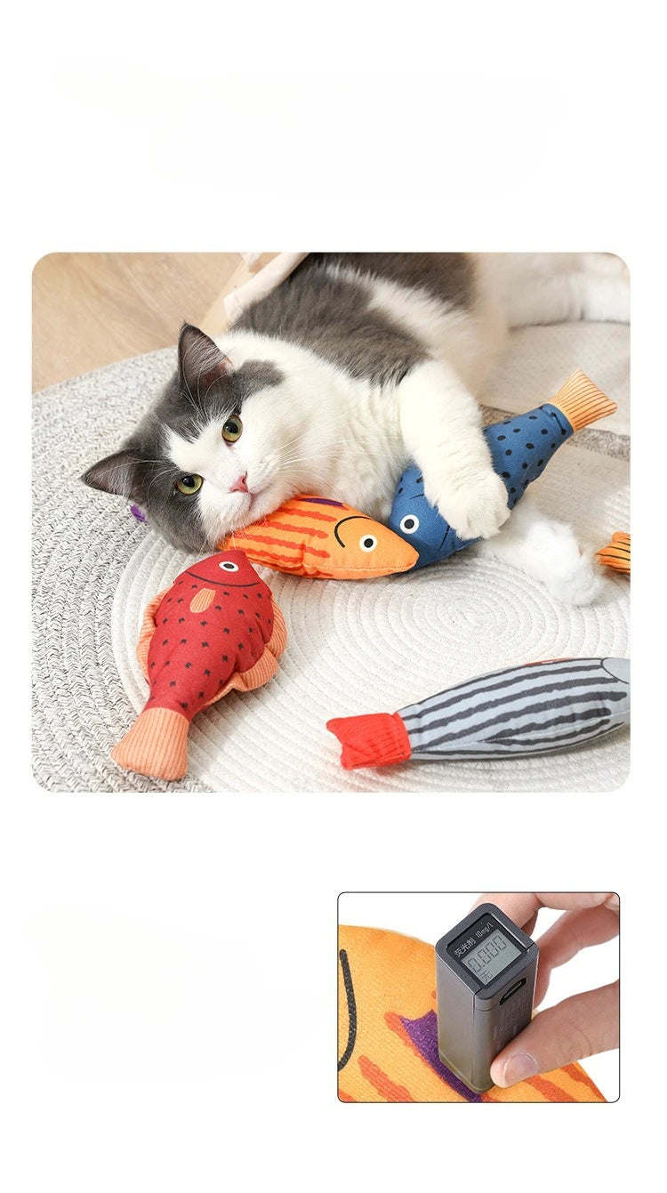 Interactive Plush Fish Cat Toy