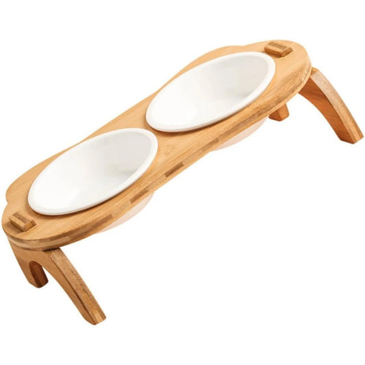 Raised Cat Bowl Set with Tilted Stand