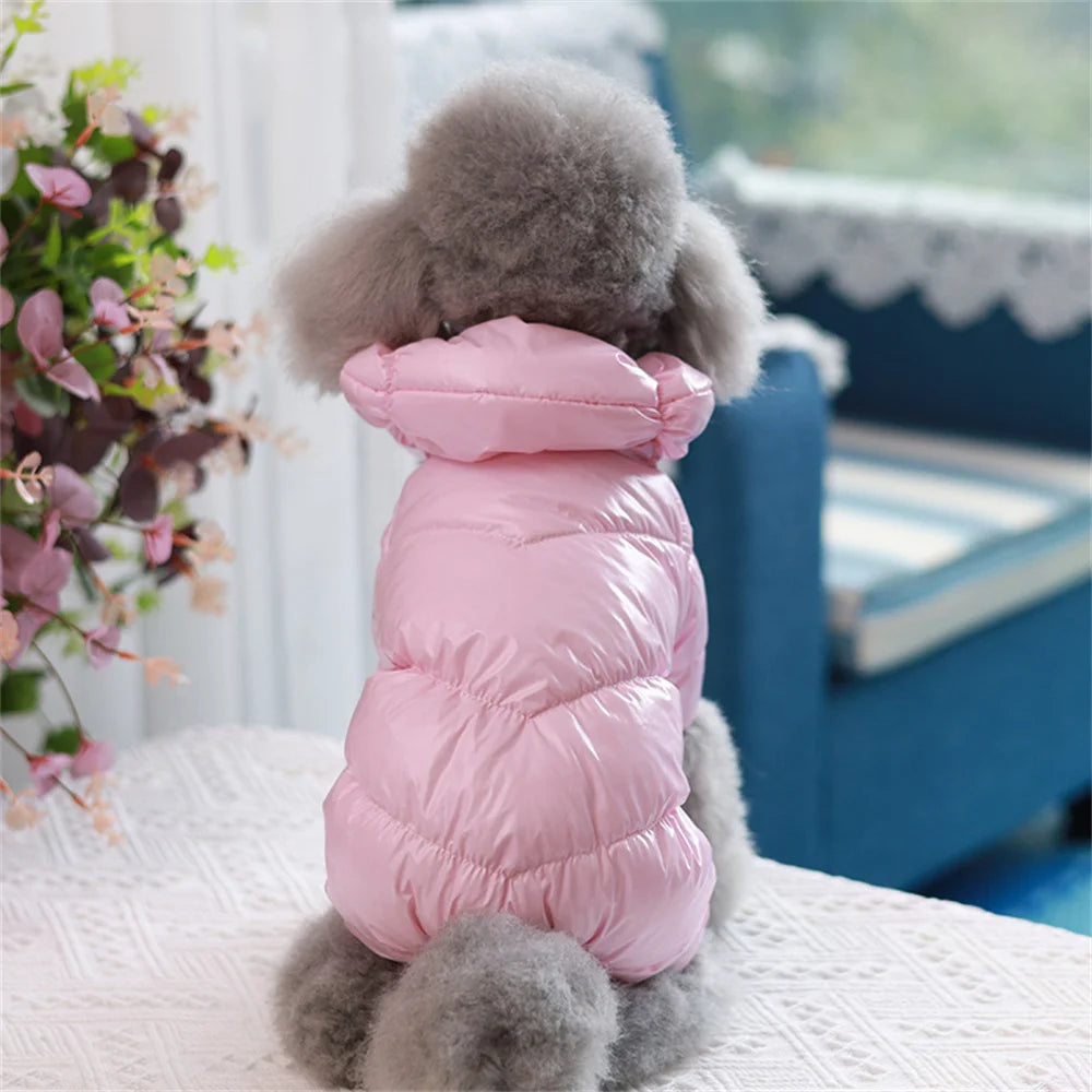 Winter Down Jumpsuit for Small Dogs | Padded All-in-One Dog Coat