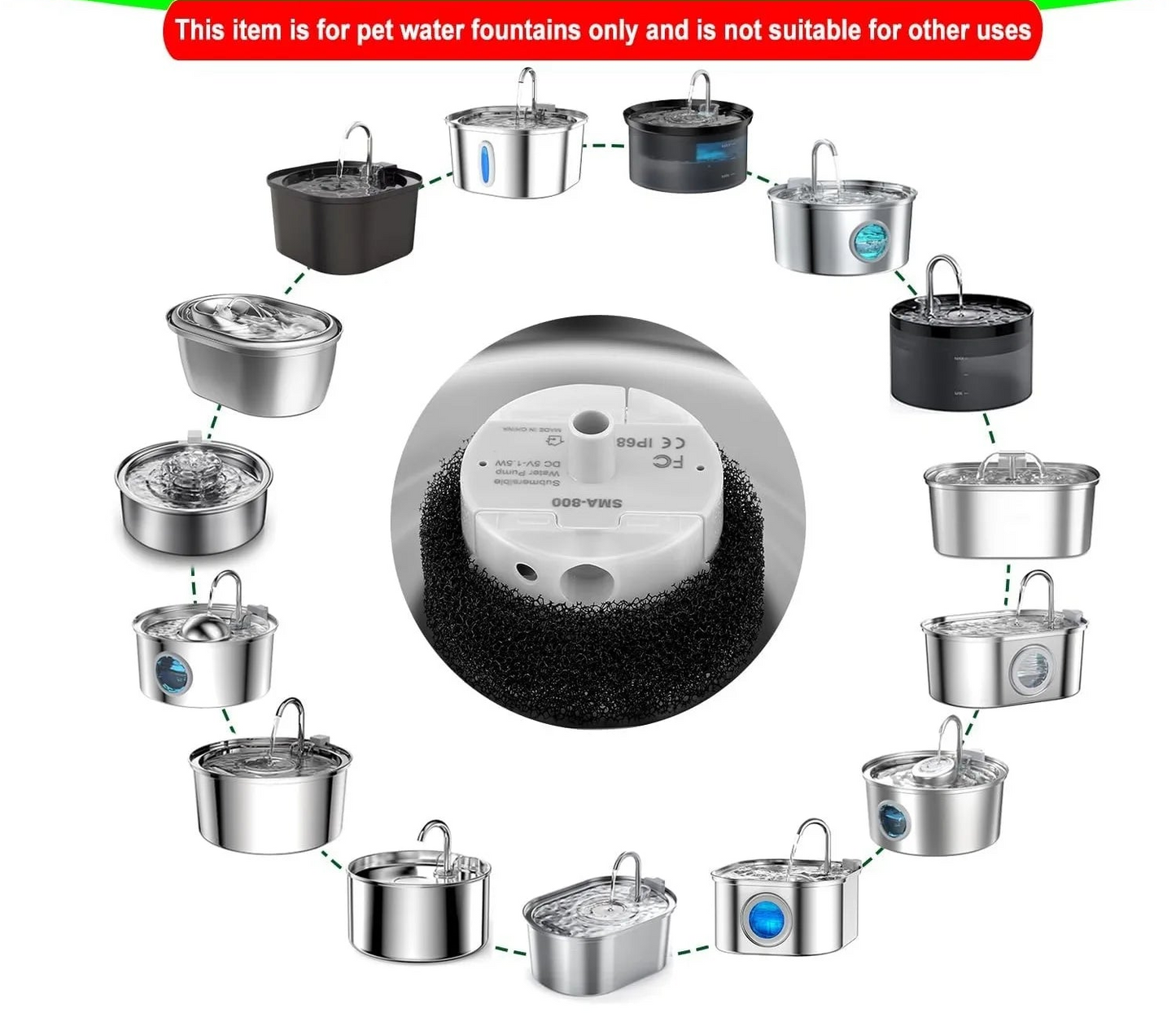 Cat Water Fountain Pump Replacement - SMA-800 Submersible Motor